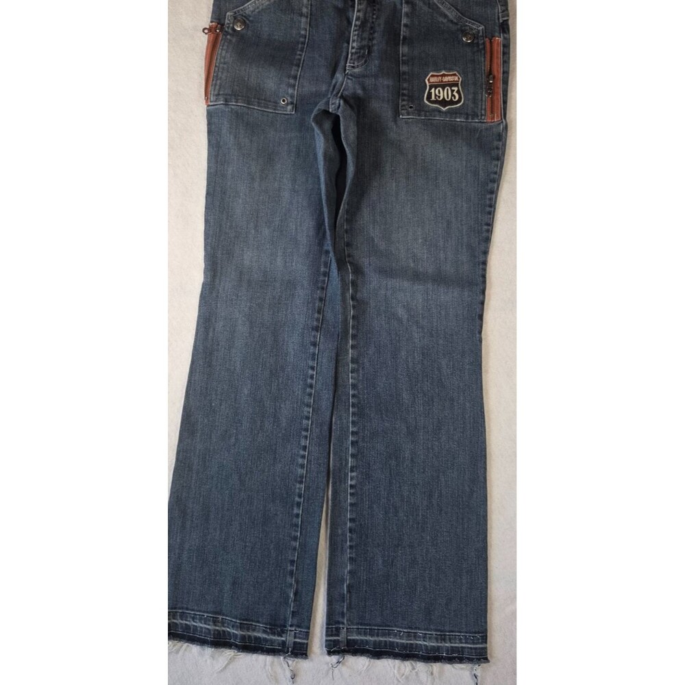 Harley-Davidson 1903 Jeans Womens Size 14 Blue Kattoen Stretch Embroidered